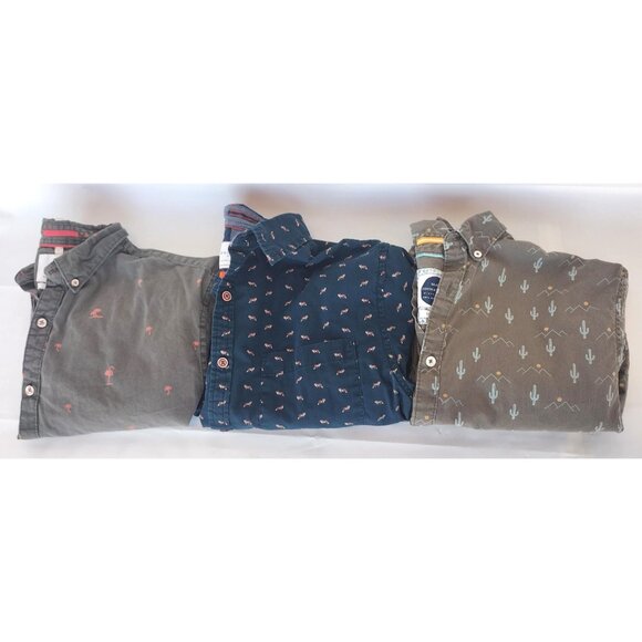 Three Denim and Flower Slim Fit Short Sleeve Button Front Shirts Various Prints - Picture 1 of 11